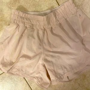 Lululemon Track That High-Rise Lined Short 3” Bliss Pink is the color. Size 6